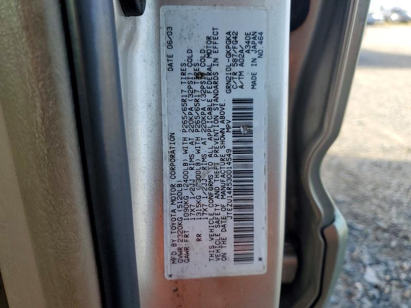 Продажа на аукционе авто 2003 Toyota 4runner, vin: JTEZU14R530014549, номер лота: 49667546