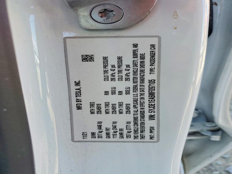 Продажа на аукционе авто 2021 Tesla Model 3, vin: 5YJ3E1EA6MF097105, номер лота: 52148846