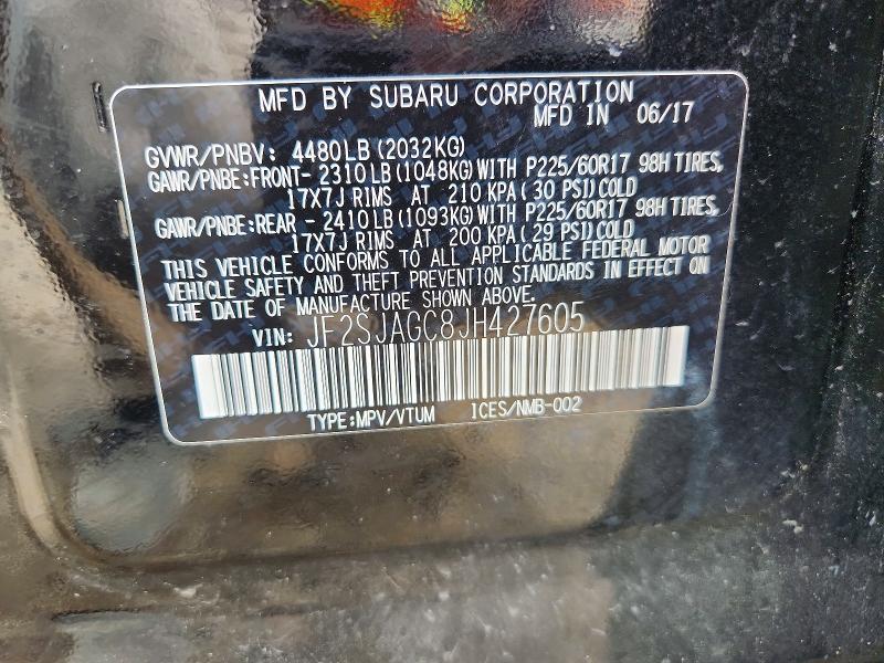 Aukcja sprzedaży 2018 Subaru Forester, vin: JF2SJAGC8JH427605, numer aukcji: 51475326