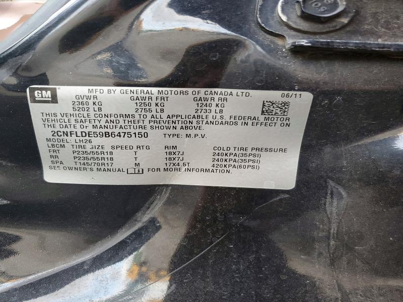 Aukcja sprzedaży 2011 Chevrolet Equinox, vin: 2CNFLDE59B6475150, numer aukcji: 51415586