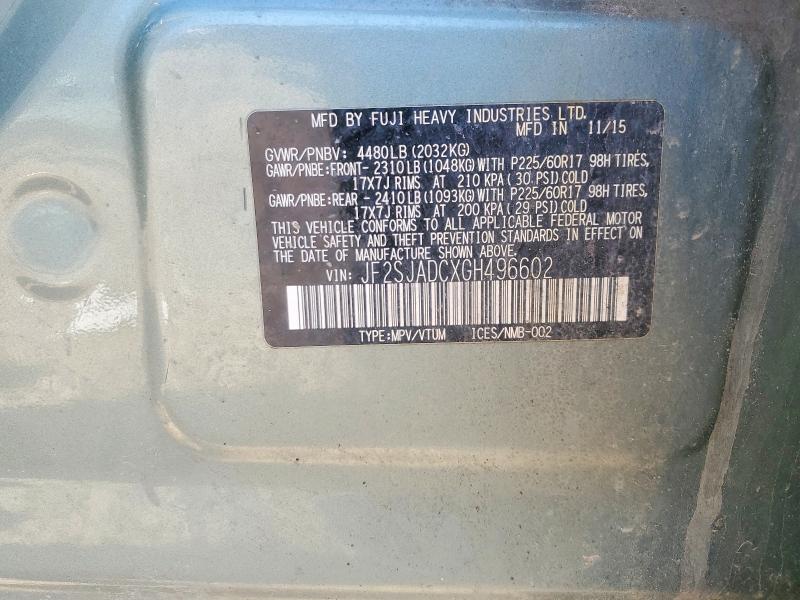 Продажа на аукционе авто 2016 Subaru Forester, vin: JF2SJADCXGH496602, номер лота: 50603046