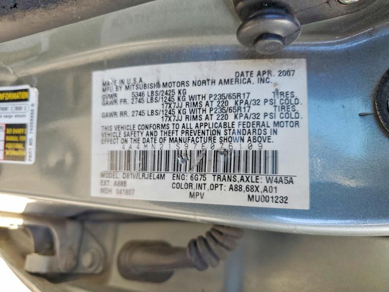 Продаж на аукціоні авто 2007 Mitsubishi Endeavor, vin: 4A4MN21S97E076109, номер лоту: 49119586