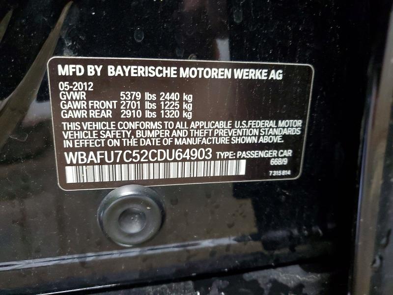Продаж на аукціоні авто 2012 Bmw 535, vin: WBAFU7C52CDU64903, номер лоту: 49750346