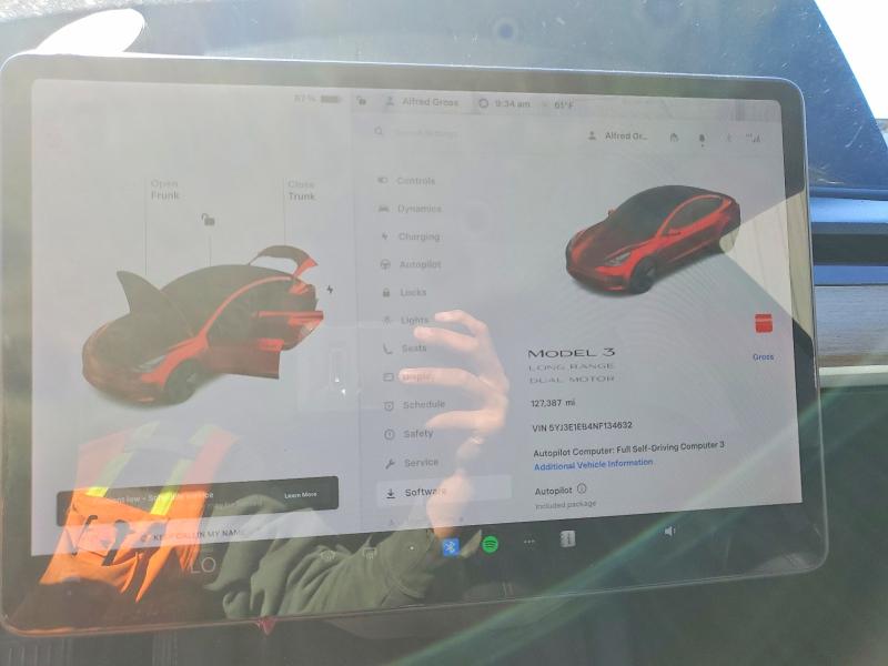 48698576 :رقم المزاد ، 5YJ3E1EB4NF134632 vin ، 2022 Tesla Model 3 مزاد بيع