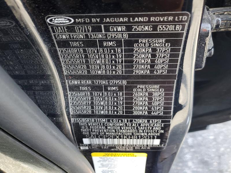 Продажа на аукционе авто 2019 Land Rover Discovery Sport, vin: SALCP2FX1KH812011, номер лота: 51011706