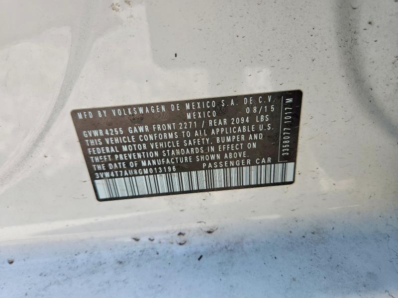 2016 Volkswagen Gti მანქანა იყიდება აუქციონზე, vin: 3VW4T7AU8GM013196, აუქციონის ნომერი: 49332466