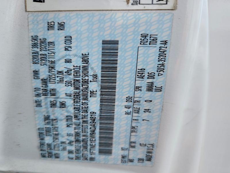 51198266 :رقم المزاد ، 1FTNE1EW9ADA94819 vin ، 2010 Ford Econoline مزاد بيع