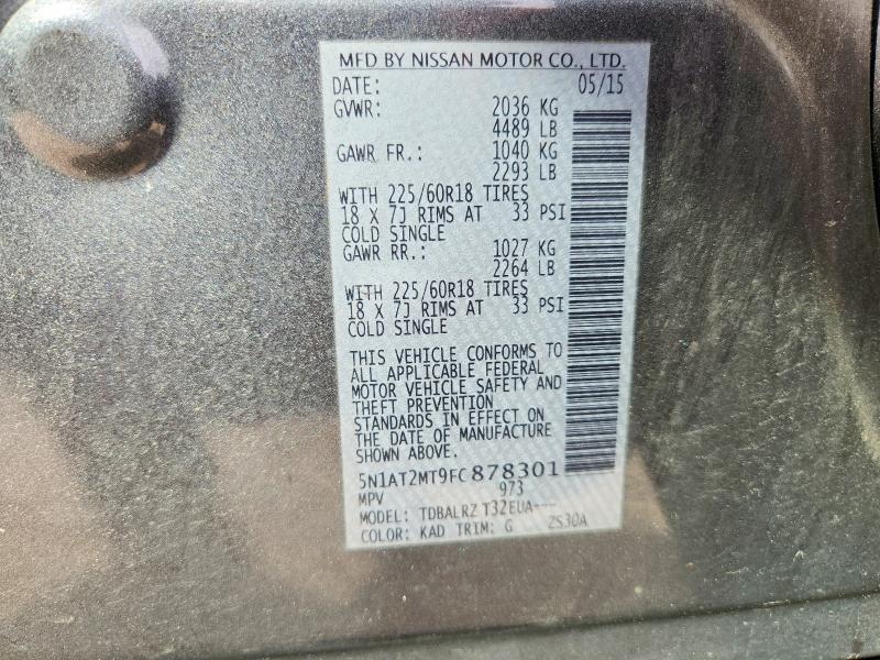 Продажа на аукционе авто 2015 Nissan Rogue, vin: 5N1AT2MT9FC878301, номер лота: 48945556