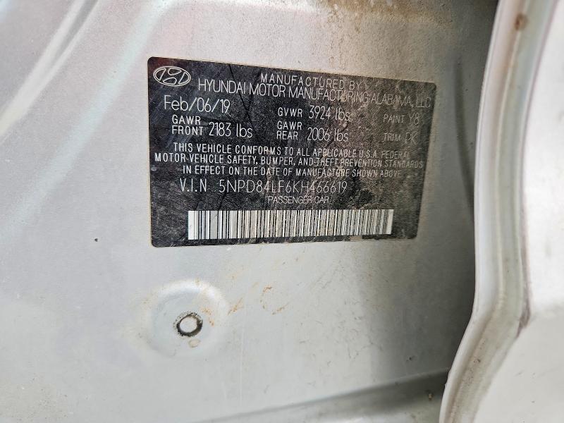 48619606 :رقم المزاد ، 5NPD84LF6KH466619 vin ، 2019 Hyundai Elantra مزاد بيع