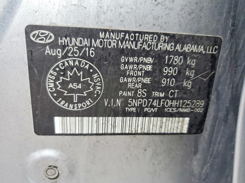 Aukcja sprzedaży 2017 Hyundai Elantra, vin: 5NPD74LF0HH125289, numer aukcji: 50142106