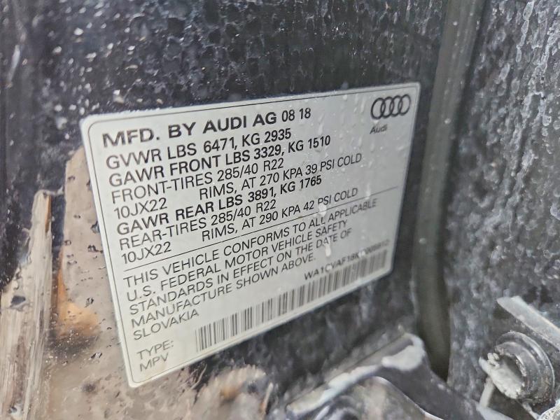 51447406 :رقم المزاد ، WA1CVAF18KD005912 vin ، 2019 Audi Q8 مزاد بيع