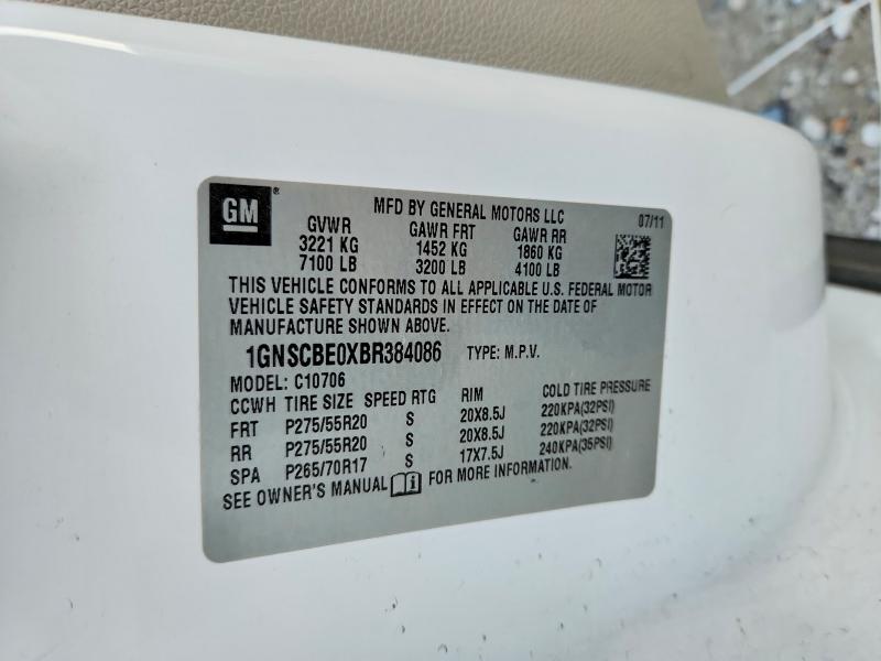 Продажа на аукционе авто 2011 Chevrolet Tahoe, vin: 1GNSCBE0XBR384086, номер лота: 51790666