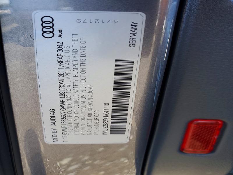 50189996 :رقم المزاد ، WAU92BF29LN041110 vin ، 2020 Audi A6 Allroad مزاد بيع