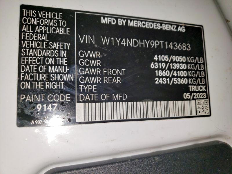 2023 Mercedes Benz Sprinter მანქანა იყიდება აუქციონზე, vin: W1Y4NDHY9PT143683, აუქციონის ნომერი: 79001595