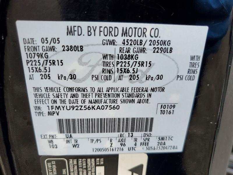 Aukcja sprzedaży 2006 Ford Escape, vin: 1FMYU92Z56KA07560, numer aukcji: 48710486