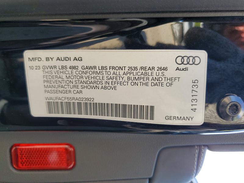 2024 Audi A5 მანქანა იყიდება აუქციონზე, vin: WAUFACF55RA023922, აუქციონის ნომერი: 48100766