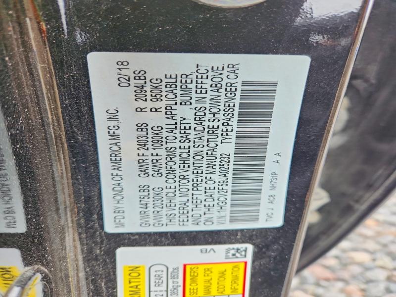 Продажа на аукционе авто 2018 Honda Accord, vin: 1HGCV2F59JA025232, номер лота: 49605806