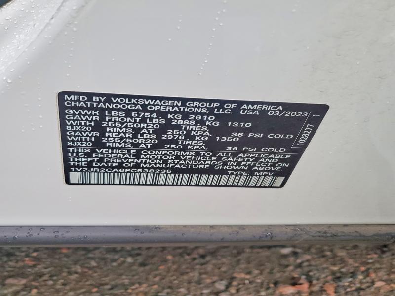 51461056 :رقم المزاد ، 1V2JR2CA6PC538235 vin ، 2023 Volkswagen Atlas مزاد بيع