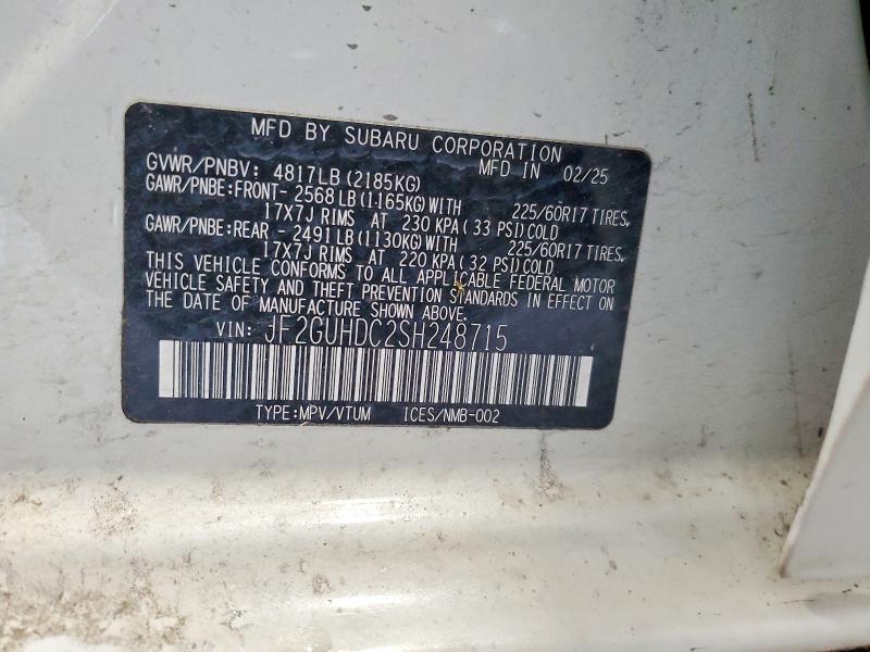 Продажа на аукционе авто 2025 Subaru Crosstrek, vin: JF2GUHDC2SH248715, номер лота: 51088736