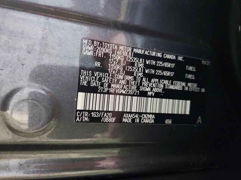 Продаж на аукціоні авто 2021 Toyota Rav4, vin: 2T3P1RFV6MW239721, номер лоту: 50257716