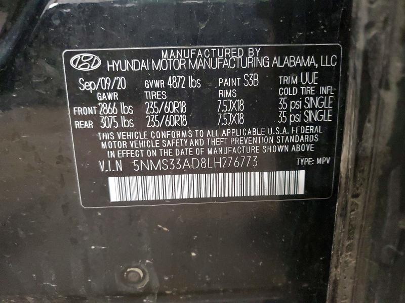 Продаж на аукціоні авто 2020 Hyundai Santa Fe, vin: 5NMS33AD8LH276773, номер лоту: 49069256