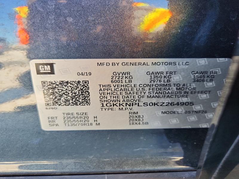 2019 Gmc Acadia მანქანა იყიდება აუქციონზე, vin: 1GKKNPLS0KZ264905, აუქციონის ნომერი: 50366616