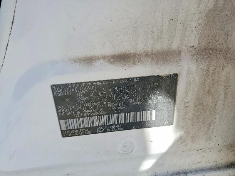 Aukcja sprzedaży 2010 Toyota Rav4, vin: 2T3JF4DV5AW069666, numer aukcji: 51805696