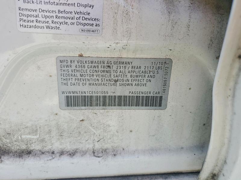 48436036 :رقم المزاد ، WVWMN7AN1CE501055 vin ، 2012 Volkswagen Cc مزاد بيع