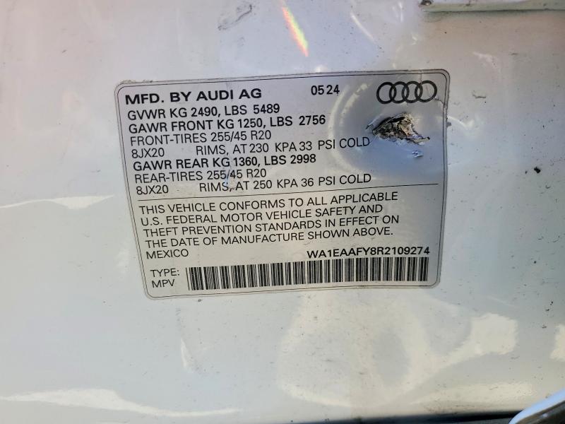 Aukcja sprzedaży 2024 Audi Q5, vin: WA1EAAFY8R2109274, numer aukcji: 49616266