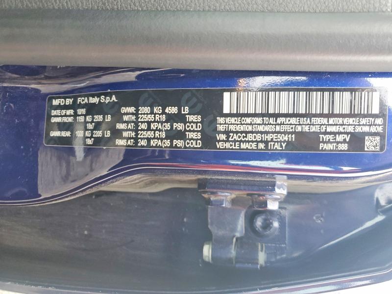 Aukcja sprzedaży 2017 Jeep Renegade, vin: ZACCJBDB1HPE50411, numer aukcji: 48295496