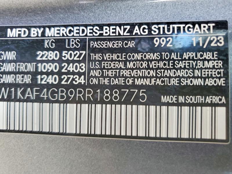 Продажа на аукционе авто 2024 Mercedes-benz C, vin: W1KAF4GB9RR188775, номер лота: 48539156