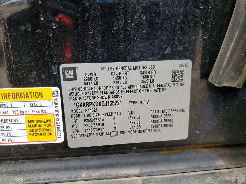 48329476 :رقم المزاد ، 1GKKRPKDXGJ155221 vin ، 2016 Gmc Acadia مزاد بيع