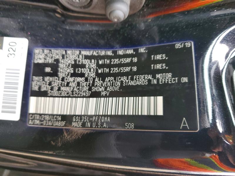 Aukcja sprzedaży 2020 Toyota Sienna, vin: 5TDDZ3DC7LS229497, numer aukcji: 49881756