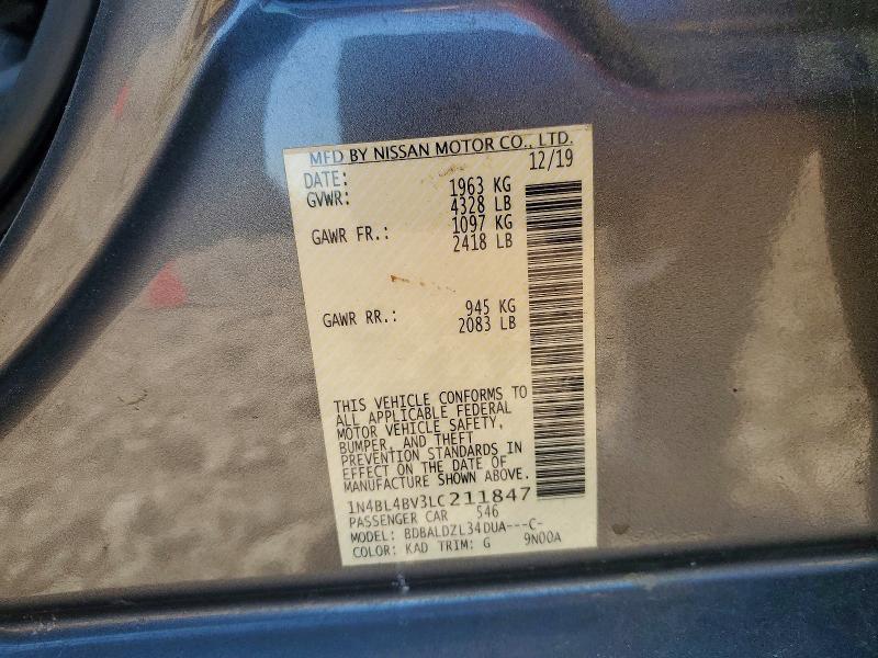 Aukcja sprzedaży 2020 Nissan Altima, vin: 1N4BL4BV3LC211847, numer aukcji: 50421676