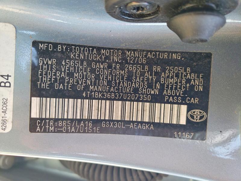 Aukcja sprzedaży 2007 Toyota Avalon, vin: 4T1BK36B37U207350, numer aukcji: 50881666