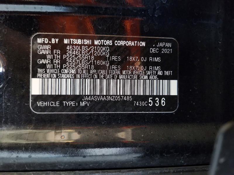 Продаж на аукціоні авто 2022 Mitsubishi Eclipse Cross, vin: JA4ASVAA3NZ057485, номер лоту: 50372176