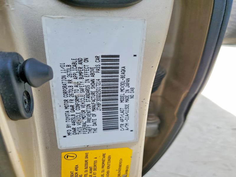 50399756 :رقم المزاد ، JTHBF30G025017214 vin ، 2002 Lexus Es مزاد بيع