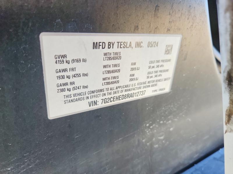 2024 Tesla Cybertruck მანქანა იყიდება აუქციონზე, vin: 7G2CEHED8RA012737, აუქციონის ნომერი: 51159156