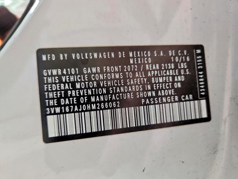 51545926 :رقم المزاد ، 3VW167AJ0HM266062 vin ، 2017 Volkswagen Jetta مزاد بيع