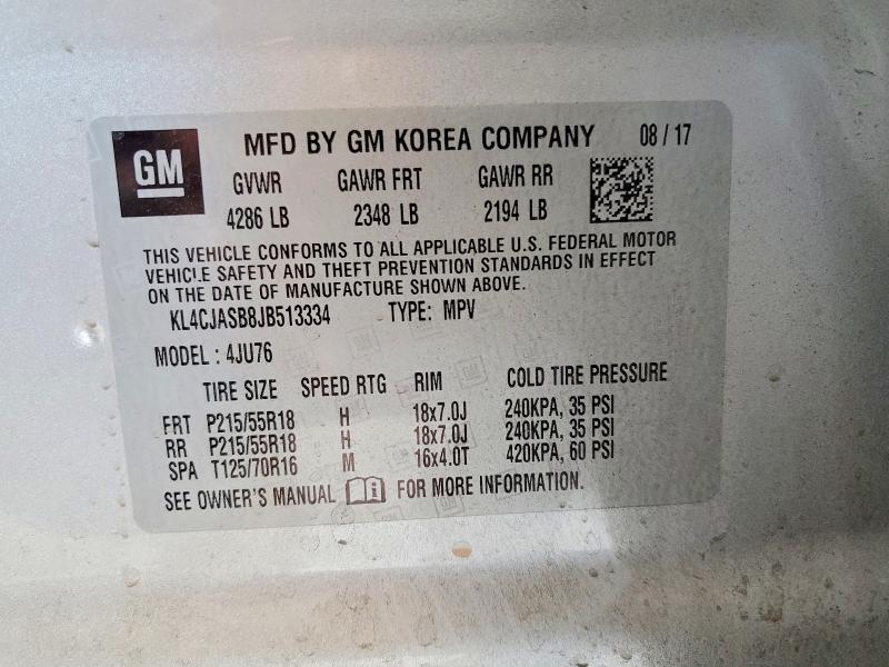 Aukcja sprzedaży 2018 Buick Encore, vin: KL4CJASB8JB513334, numer aukcji: 51135486