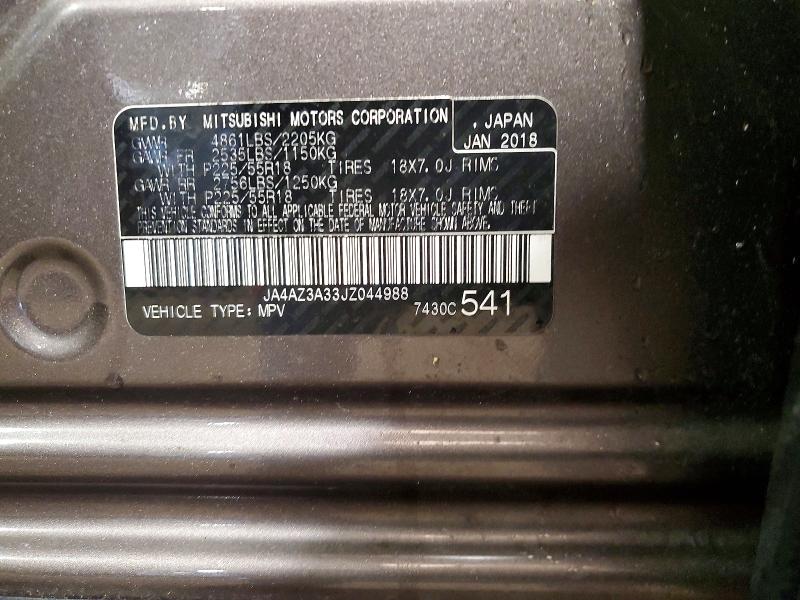 Продаж на аукціоні авто 2018 Mitsubishi Outlander, vin: JA4AZ3A33JZ044988, номер лоту: 49293306