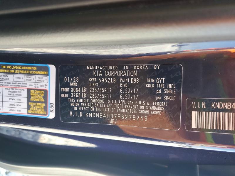 Продажа на аукционе авто 2023 Kia Carnival, vin: KNDNB4H37P6278259, номер лота: 50748276