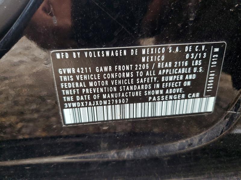 Aukcja sprzedaży 2013 Volkswagen Jetta, vin: 3VWDX7AJXDM279907, numer aukcji: 49743846