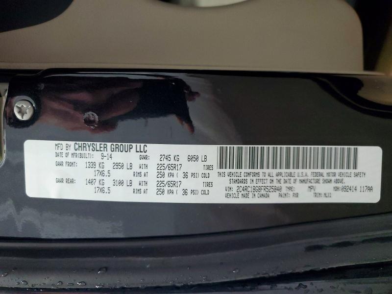 Продаж на аукціоні авто 2015 Chrysler Town & Country, vin: 2C4RC1BG8FR525840, номер лоту: 51507886