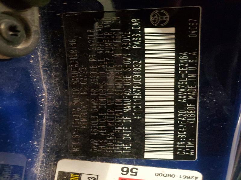 2023 Toyota Camry მანქანა იყიდება აუქციონზე, vin: 4T1C11BK7PU091832, აუქციონის ნომერი: 47402866