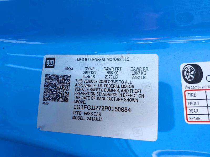 Продажа на аукционе авто 2023 Chevrolet Camaro, vin: 1G1FG1R72P0150884, номер лота: 48816846