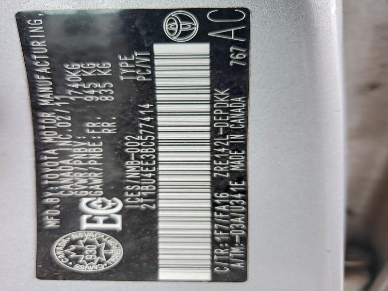 Продажа на аукционе авто 2011 Toyota Corolla, vin: 2T1BU4EE3BC577414, номер лота: 50124056