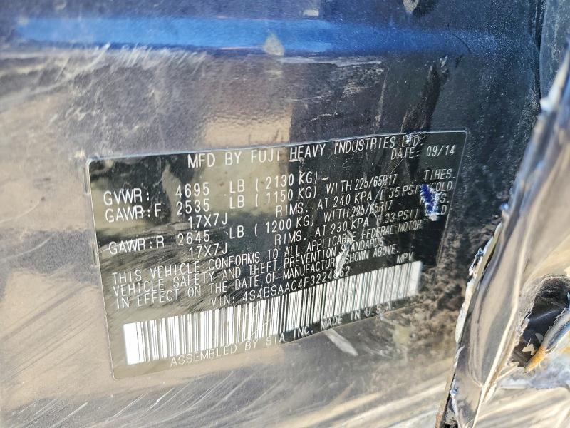 Продажа на аукционе авто 2015 Subaru Outback, vin: 4S4BSAAC4F3224862, номер лота: 50239356