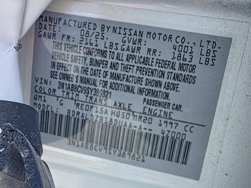 52002386 :رقم المزاد ، 3N1AB8CV9SY389821 vin ، 2025 Nissan Sentra مزاد بيع