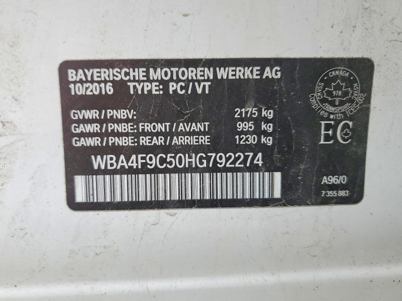 2017 Bmw 430xi მანქანა იყიდება აუქციონზე, vin: WBA4F9C50HG792274, აუქციონის ნომერი: 51766316